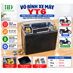 Vỏ Bình Xe Máy YT6 Cọc Vuông Nắp Trong