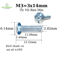 Ốc Vít Tán M3x14mm - Túi 100 Con