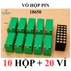 Vỏ Hộp Đựng Pin 18650 màu Xanh kèm khung