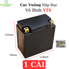 Vỏ Bình Xe Máy YT6 Cọc Vuông Nắp Đục