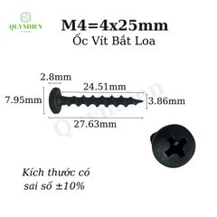 Ốc Vít Nhọn M4x25 Bắt Thùng Loa Ren Thưa Taiwan dài 25mm-Túi 1kg