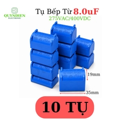 Tụ Bếp Từ 8uF 275VAC/400VDC Màu Xanh Loại Đứng