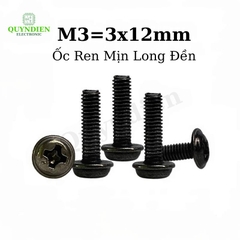 Ốc vít ren mịn M3x12mm đầu long đền dài 12mm - Túi 100 Con