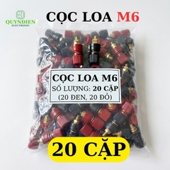 Cặp Jack loa JS333 M6 Cọc Đồng NẮP NHỰA Đỏ Đen trục 6mm