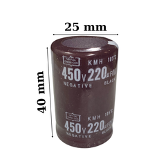 Tụ lọc nguồn 220uF 450V tháo máy chân cứng (25x40mm)