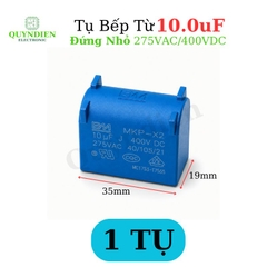 Tụ Bếp Từ 10uF 275VAC/400VDC Màu Xanh Loại Đứng Xát Nhỏ