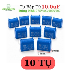 Tụ Bếp Từ 10uF 275VAC/400VDC Màu Xanh Loại Đứng Xát Nhỏ