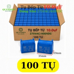 Tụ Bếp Từ 10uF 275VAC/400VDC Màu Xanh Loại Đứng Xát Nhỏ