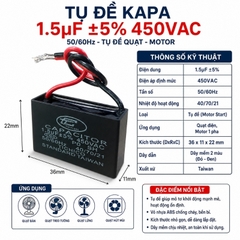 Tụ Đề Kapa Vuông Tinh Chi 1.5uF 450VAC