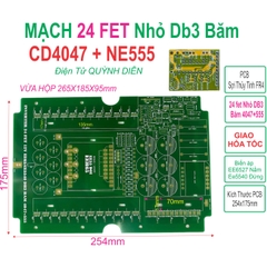 PCB bo mạch kích điện 24 fet Cách ly Băm db3 Nhịp CD4047 + NE555 Phíp FR4