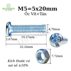 Ốc vít kèm tán M5x20mm túi 100 con