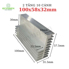 Nhôm tản nhiệt 2 tầng 10 cánh 100x58x32mm