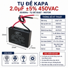 Tụ Đề Kapa Vuông Tinh Chi 2uF 450VAC