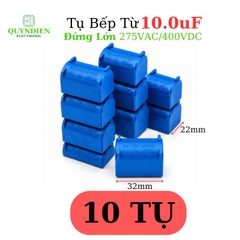 Tụ Bếp Từ 10uF 275VAC/400VDC Màu Xanh Loại Đứng Xát Lớn