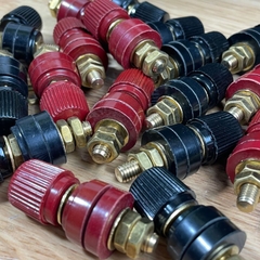 Cặp Jack loa JS333 M6 Cọc Đồng NẮP NHỰA Đỏ Đen trục 6mm