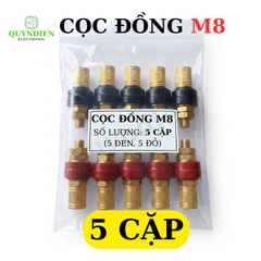Cọc Đồng M8 NẮP ĐỒNG Đỏ Đen 200A
