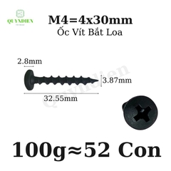 Ốc Vít Nhọn M4x30 Bắt Thùng Loa Ren Thưa Taiwan dài 30mm-Túi 100g