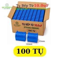 Tụ Bếp Từ 10uF 275VAC/400VDC Màu Xanh Loại Đứng Xát Lớn