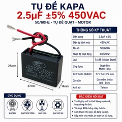 Tụ Đề Kapa Vuông Tinh Chi 2.5uF 450VAC