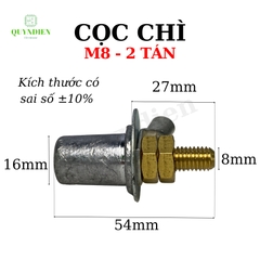 Cọc bình ắc quy bằng chì cọc M8 M10 - 2 TÁN độ bền cao, chống ăn mòn đồng thau giá 01 đôi
