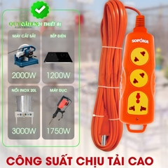Ổ Cắm Siêu Tải 3 Lỗ Chéo 3000W (Dây Dài 10 Mét)