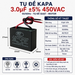 Tụ Đề Kapa Vuông Tinh Chi 3uF 450VAC