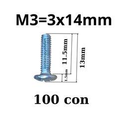 Ốc vít M3 dài 8mm 14mm 12mm ren mịn Túi 100 con