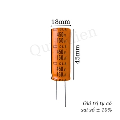 Tụ Lọc Nguồn 150uf 450V DC mới màu cam 18x45mm