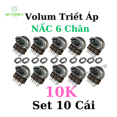 Biến trở Volum Nấc - khía, triết áp Đôi  6 Chân B10K