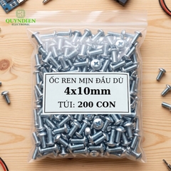 Ốc Vít Đầu Dù Ren Mịn M4=4x10mm Màu Trắng