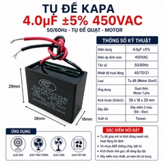 Tụ Đề Kapa Vuông Tinh Chi 4uF 450VAC