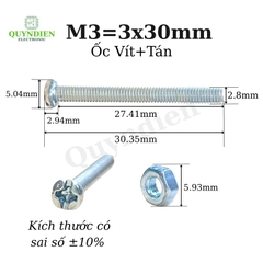 Ốc vít tán M3 3ly dài 3cm ( túi 150g = khoảng 90- 100 con