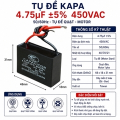 Tụ Đề Kapa Vuông Tinh Chi 4.75uF 450VAC