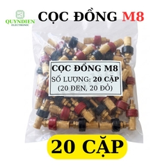 Cọc Đồng M8 NẮP ĐỒNG Đỏ Đen 200A
