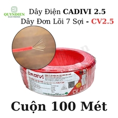 Dây Điện Cadivi 2.5 – Dây Đơn Lõi 7 Sợi CV2.5 – Dây Cáp Điện, Dây Tiếp Địa, Dây Chống Sét (CUỘN 100 MÉT)