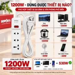Ổ cắm lõi sứ chống cháy Con tắc 4 cửa 2200W