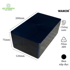 Hộp Nhựa ABS chống nước WANCHI 200x120x75mm Màu Đen Nắp Đục