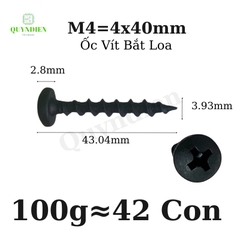 Ốc Vít Nhọn M4x40 Bắt Thùng Loa Ren Thưa Taiwan dài 40mm-Túi 100g