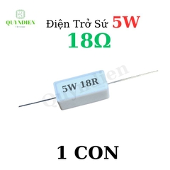 Điện trở sứ 5W chân cắm ±5% dáng Nằm - 18R