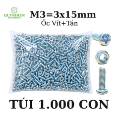 Ốc Vít Tán M3x15mm - Túi 100 Con