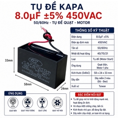 Tụ Đề Kapa Vuông Tinh Chi 8uF 450VAC