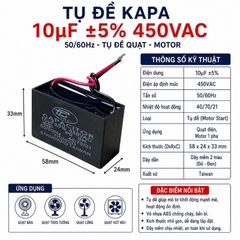 Tụ Đề Kapa Vuông Tinh Chi 10uF 450VAC