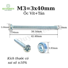 Ốc vít tán M3 3ly dài 4cm ( túi 200g ) 90 con