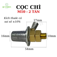Cọc bình ắc quy bằng chì cọc M8 M10 - 2 TÁN độ bền cao, chống ăn mòn đồng thau giá 01 đôi