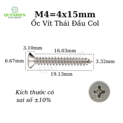 Ốc Vít Thái Ren Xoắn Đầu Col M4x15mm