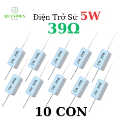 Điện trở sứ 5W chân cắm ±5% dáng Nằm - 39R - 10 Con
