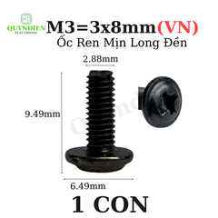 Ốc vít ren mịn M3 đầu long đền 3x8mm VN