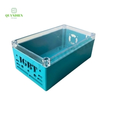Hộp nhựa Khoan Sẵn IGBT 200x120x80mm Xanh nắp Trong quạt Bên