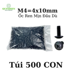 Ốc Vít Đầu Dù Ren Mịn M4=4x10mm Màu Đen - 1.000 Con
