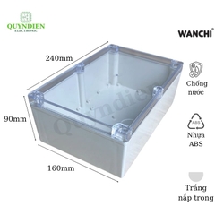 Hộp Nhựa ABS chống nước WANCHI 240x160x90mm Trắng Nắp Trong